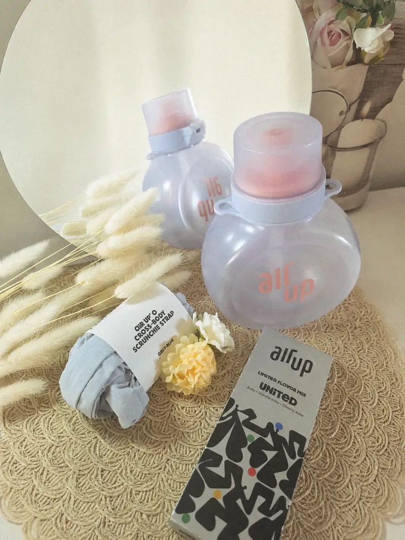 UGC lifestyle — Air Up gourdes avec pods aromatisés mise en situation produit